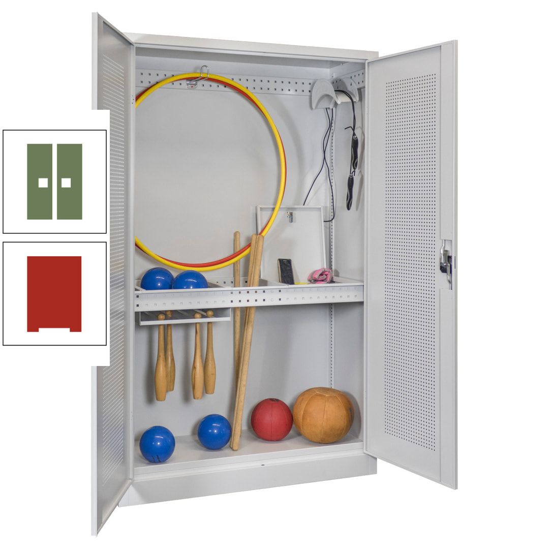 Sportschrank - Lochfeldtüren - Variante 1 - 1.950x1.200x500 mm (HxBxT) - anthrazitgrau
