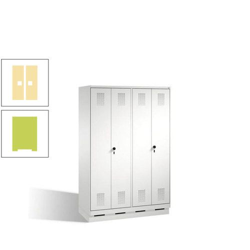 Doppel-Spind, Doppeltüren, Garderobenschrank mit Sockel, 4 Abteile a 300 mm, Korpus anthrazitgrau, Tür anthrazitgrau, 1.800 x 1.200 x 500 mm (HxBxT)
