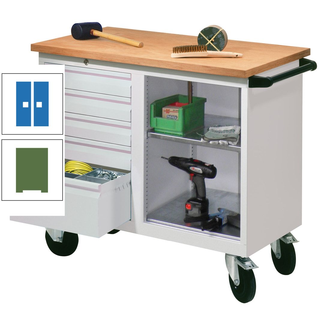 Mobile Werkbank - Werkstattwagen - 915 x 1.090 x 600 mm - 5 Schubladen und Ablagefach - anthrazitgrau