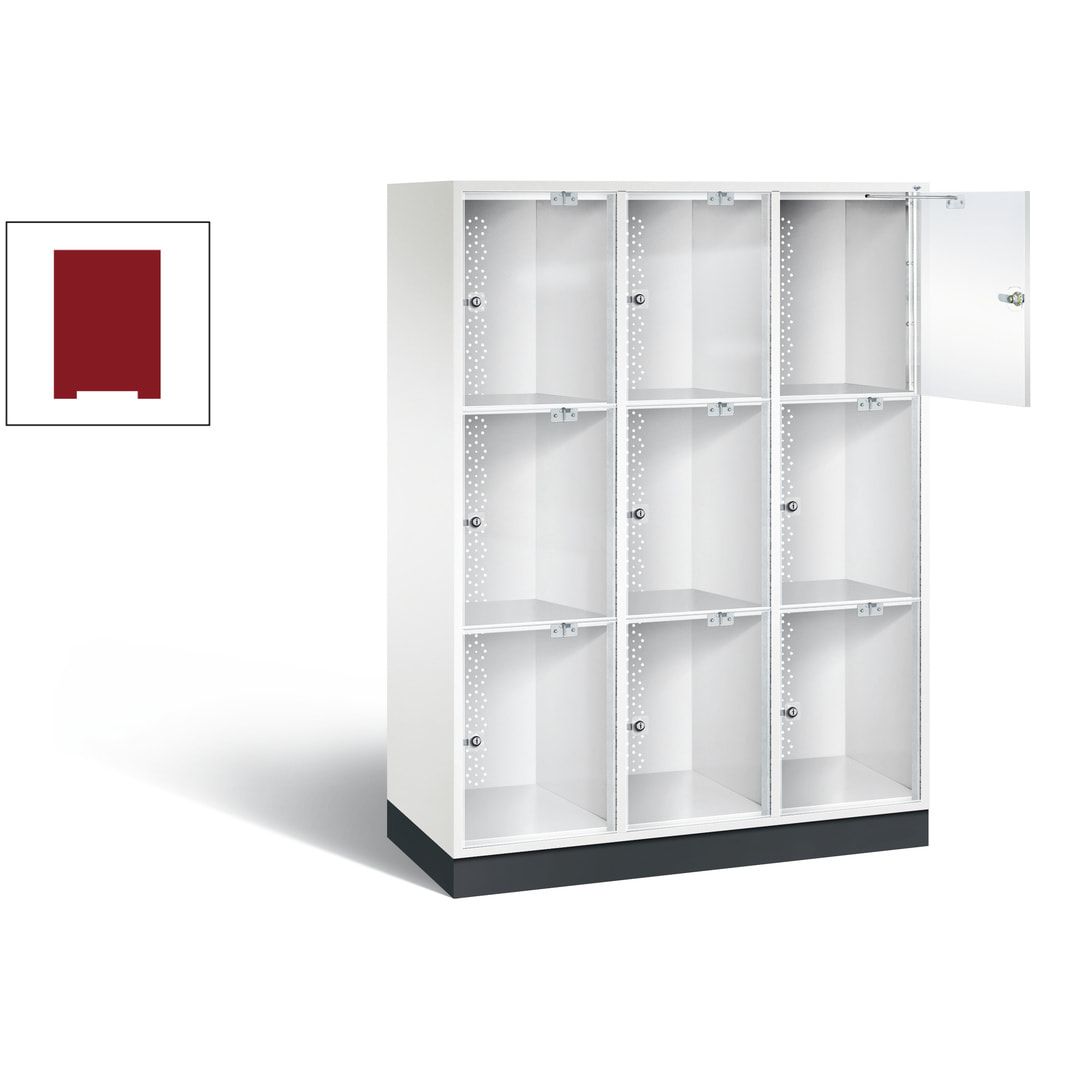Schließfachschrank, Fächerschrank mit Türen aus Acrylglas, 2 Abteile, 6 Fächer, Zylinderschloss, 1.750 x 1.220 x 500 mm (HxBxT), Korpus anthrazitgrau