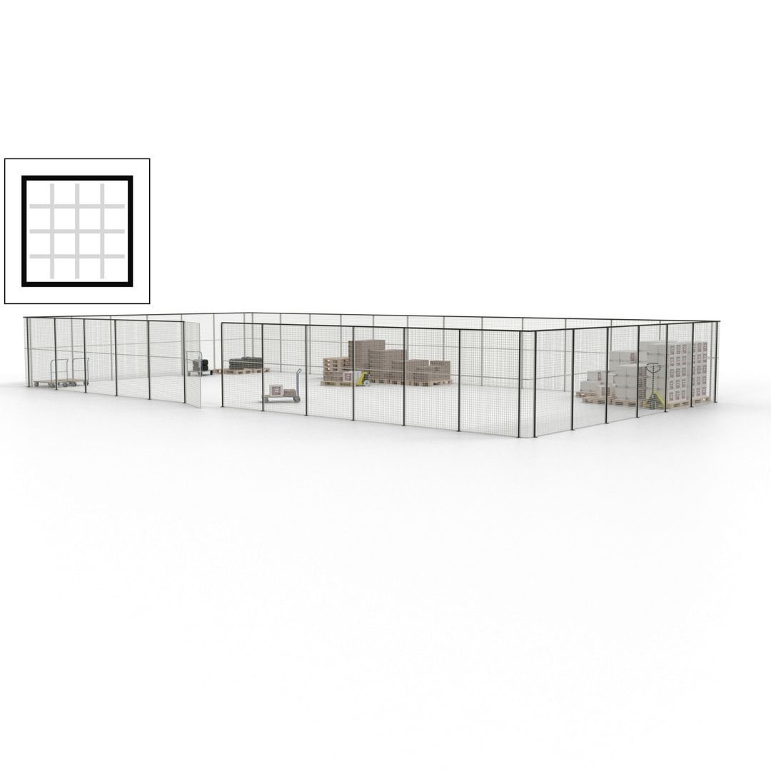 Maschinen Schutzgitter - Hallentrennwand - Sicherheitszaun - Tür - 54 m - 2.200 x 18.400 x 9.400 mm (HxBxT) - enzianblau