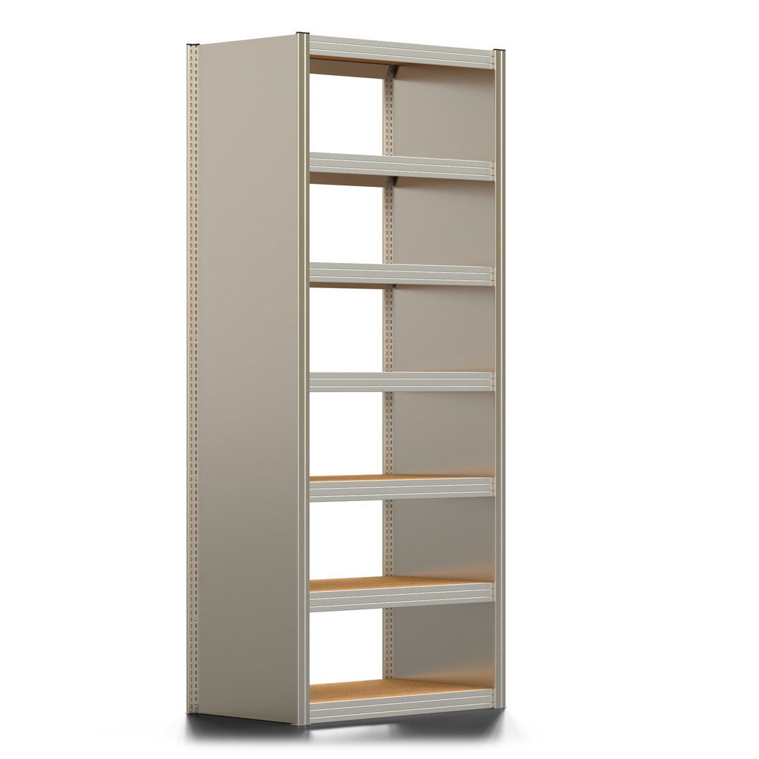 Archivregal mit Holzböden - Seitenwand - 7 Ebenen - 250 kg - 2.500 x 1.005 x 600 mm (HxBxT) - Anbauregal - verzinkt - Steckregal BERT