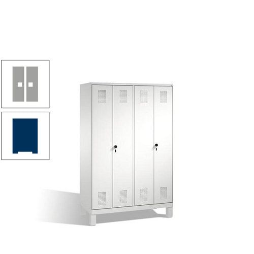 Doppel-Spind, Doppeltüren, Garderobenschrank mit Füßen, 4 Abteile a 300 mm, Korpus anthrazitgrau, Tür anthrazitgrau, 1.850 x 1.200 x 500 mm (HxBxT)
