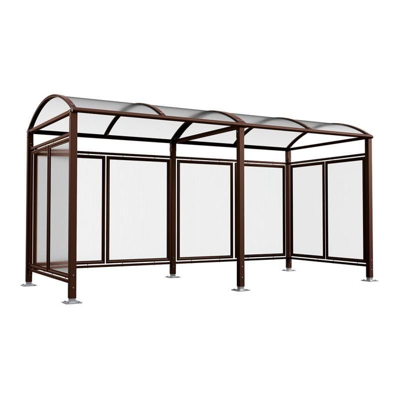 Fahrradunterstand, Fahrradüberdachung, All-in-One+Zusatz, 2.635 x 5.000 x 2.090 mm (HxBxT), auf Bodenplatten, mit Regenrinne, Farbe enzianblau