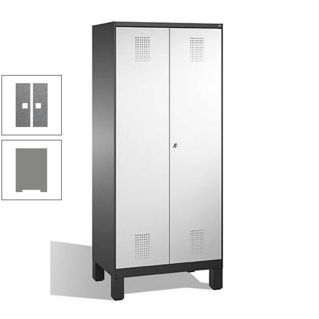 Mehrzweckschrank, Doppeltüren, auf Füßen, 2 Abteile a 400 mm, Korpus anthrazitgrau, Tür anthrazitgrau, 1.850 x 800 x 500 mm (HxBxT)