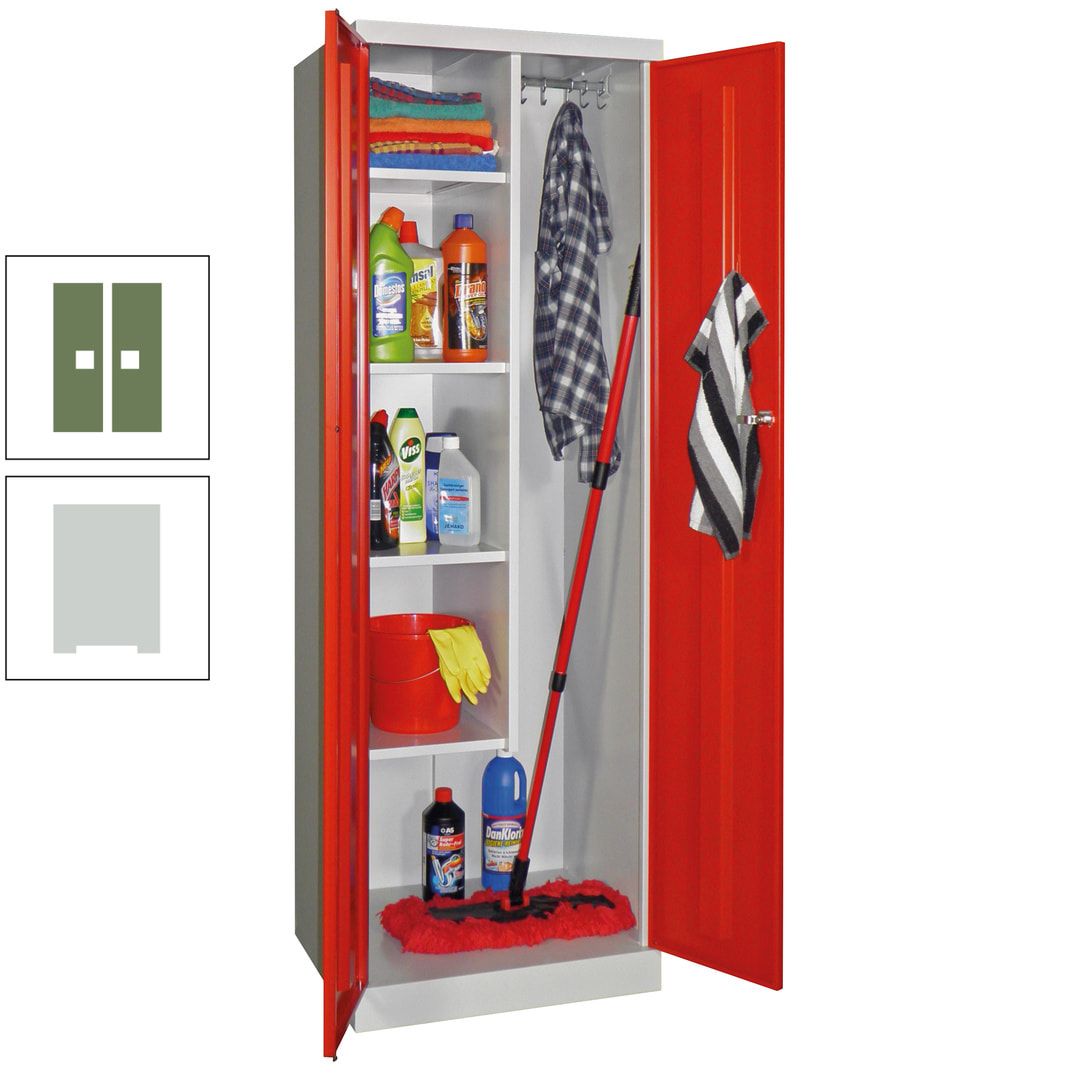 Putzschrank mit Sockel - 1 Abteil mit Trennwand - 1.800x600x500 mm (HxBxT) - Zylinderschloss - anthrazitgrau
