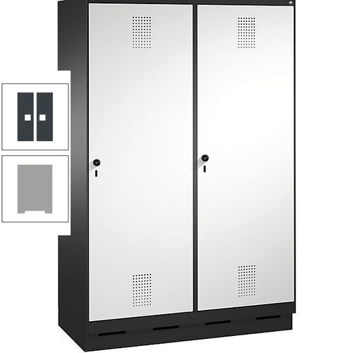 Doppel-Spind, Garderobenschrank, 2 Türen für 4 Abteile a 300 mm, Korpus anthrazitgrau, Türen anthrazitgrau, 1.800 x 1.200 x 500 mm (HxBxT)