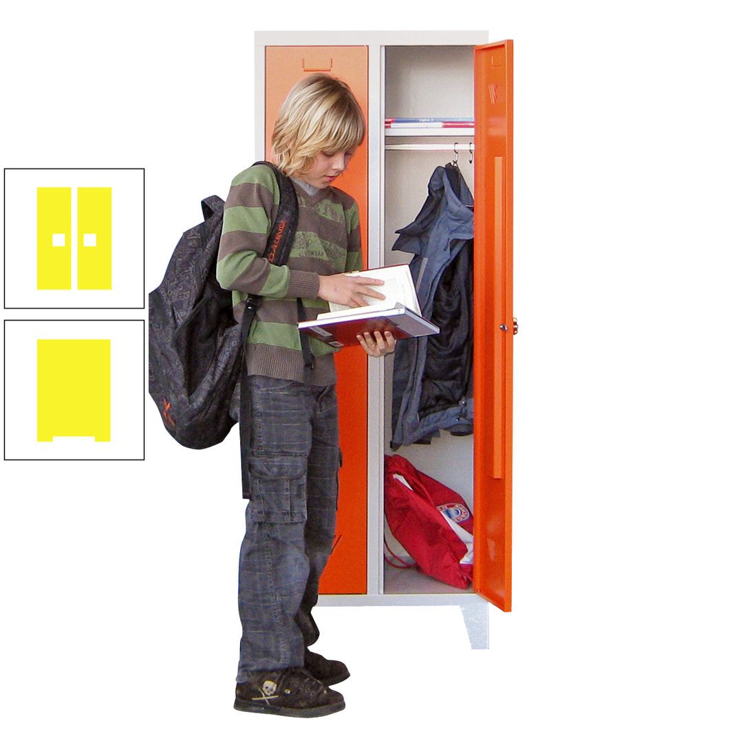 Spindschrank f. Schulen - mit Füßen - Höhe 1.600 mm - 3 Abteile a 300 mm - Drehriegel - anthrazitgrau