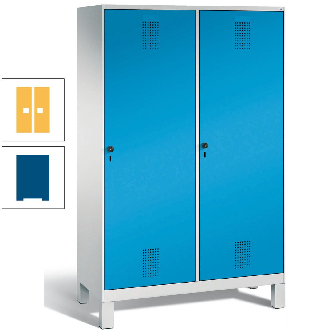 Doppel-Spind, Garderobenschrank, 2 Türen für 4 Abteile a 300 mm, Korpus anthrazitgrau, Türen anthrazitgrau, 1.850 x 1.200 x 500 mm (HxBxT)