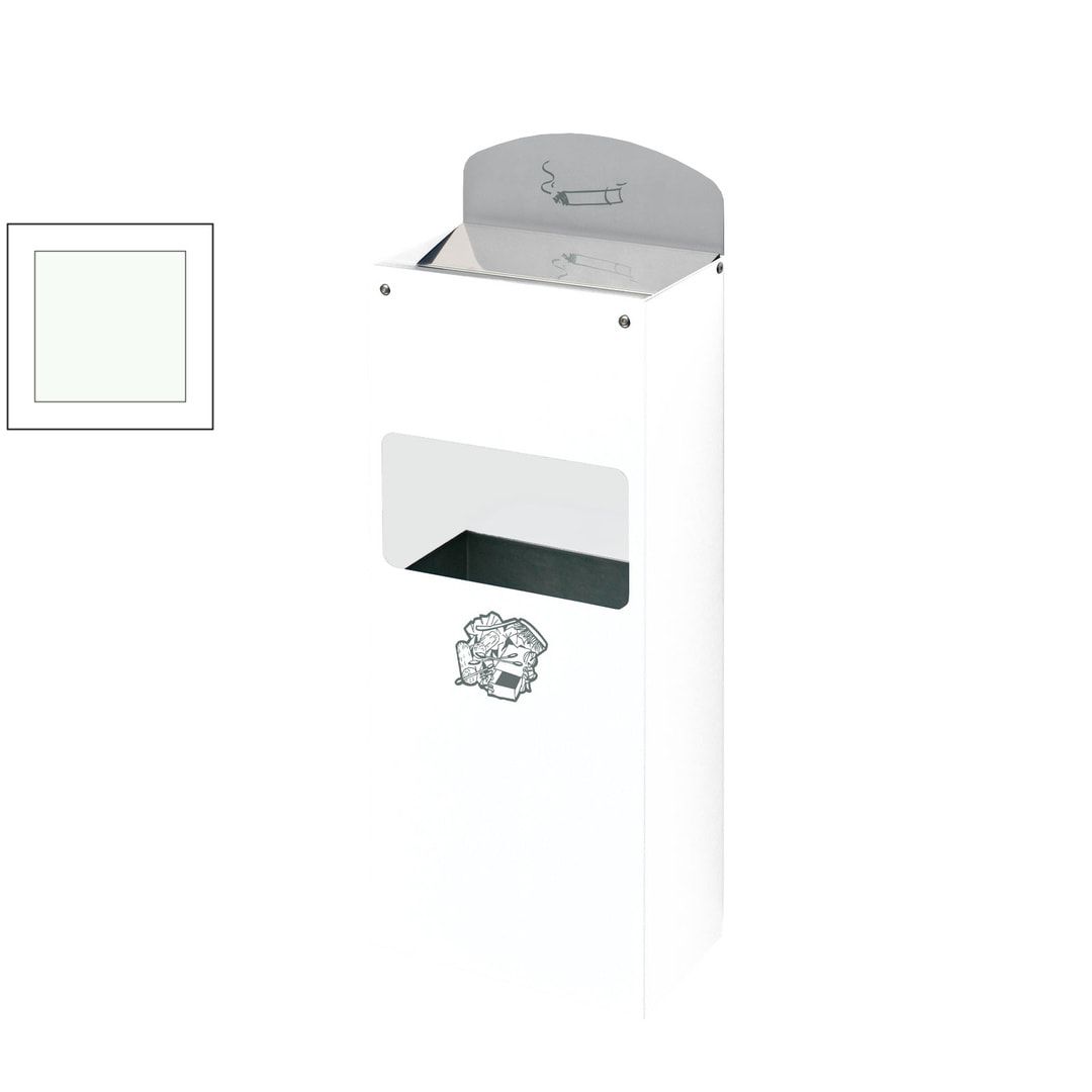 Wandascher mit Schild und Abfallsammler - Volumen 0,8 / 4 l - 580 x 200 x 125 mm (HxBxT) - enzianblau