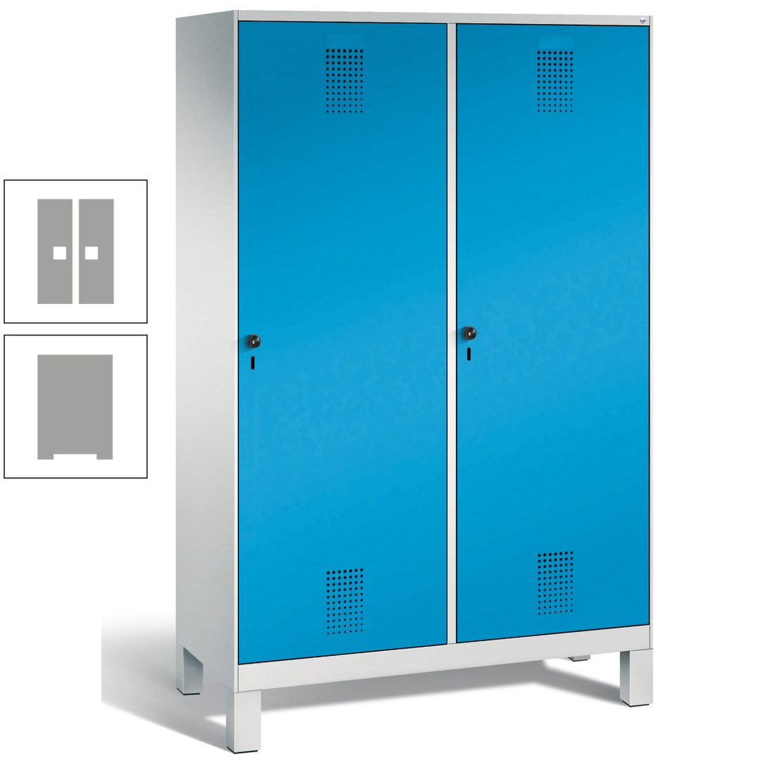 Doppel-Spind, Garderobenschrank, 2 Türen für 4 Abteile a 300 mm, Korpus anthrazitgrau, Türen anthrazitgrau, 1.850 x 1.200 x 500 mm (HxBxT)