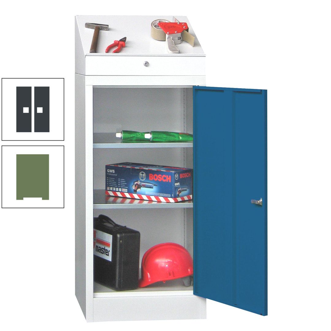 Stehpult mit Schrank - Vollblechtür - Zylinderschloss - 1.270x500x500 mm (HxBxT) - anthrazitgrau