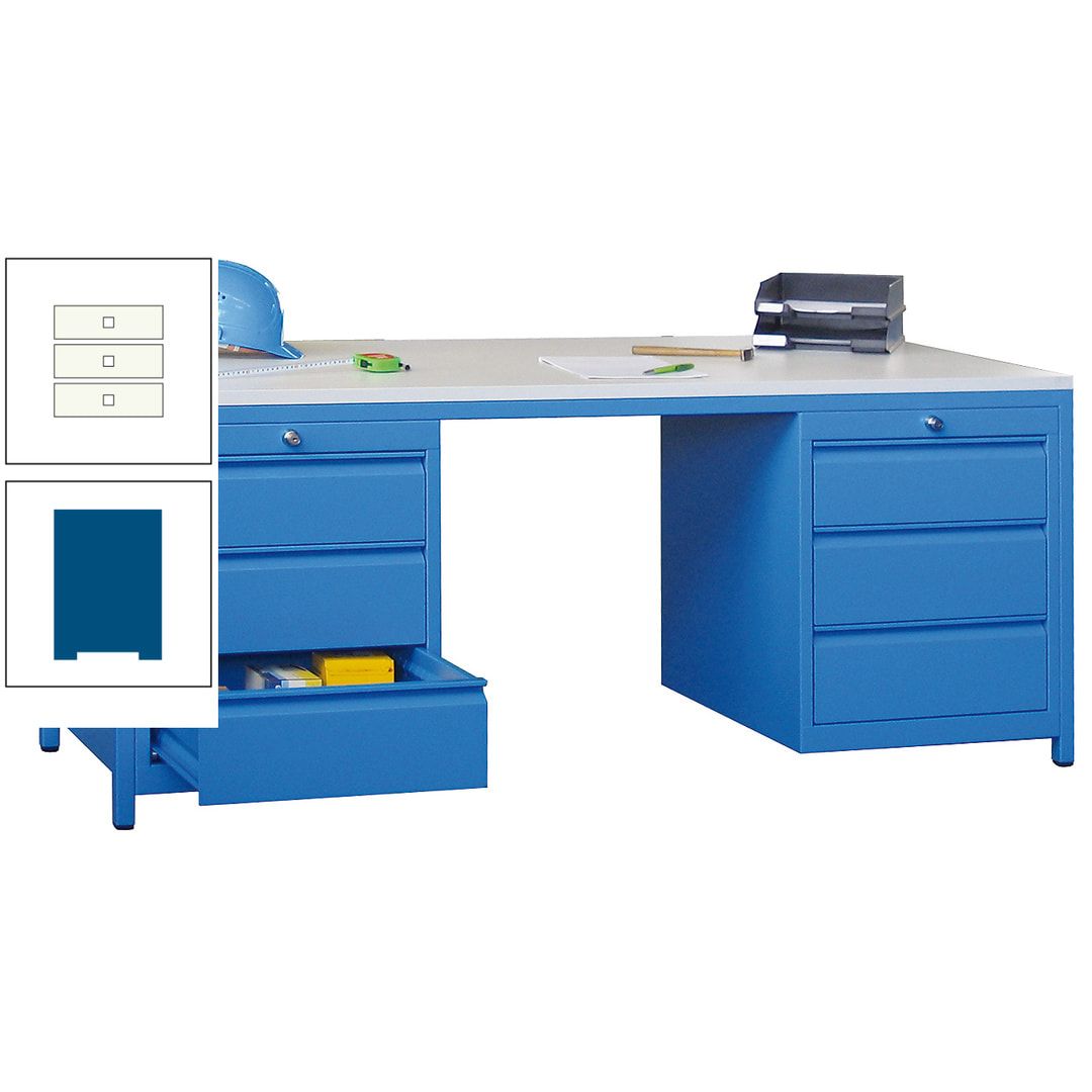 Meisterschreibtisch - 2 Schubladenblöcke - 6 Schubladen - 720 x 1.700 x 800 mm (HxBxT) - anthrazitgrau