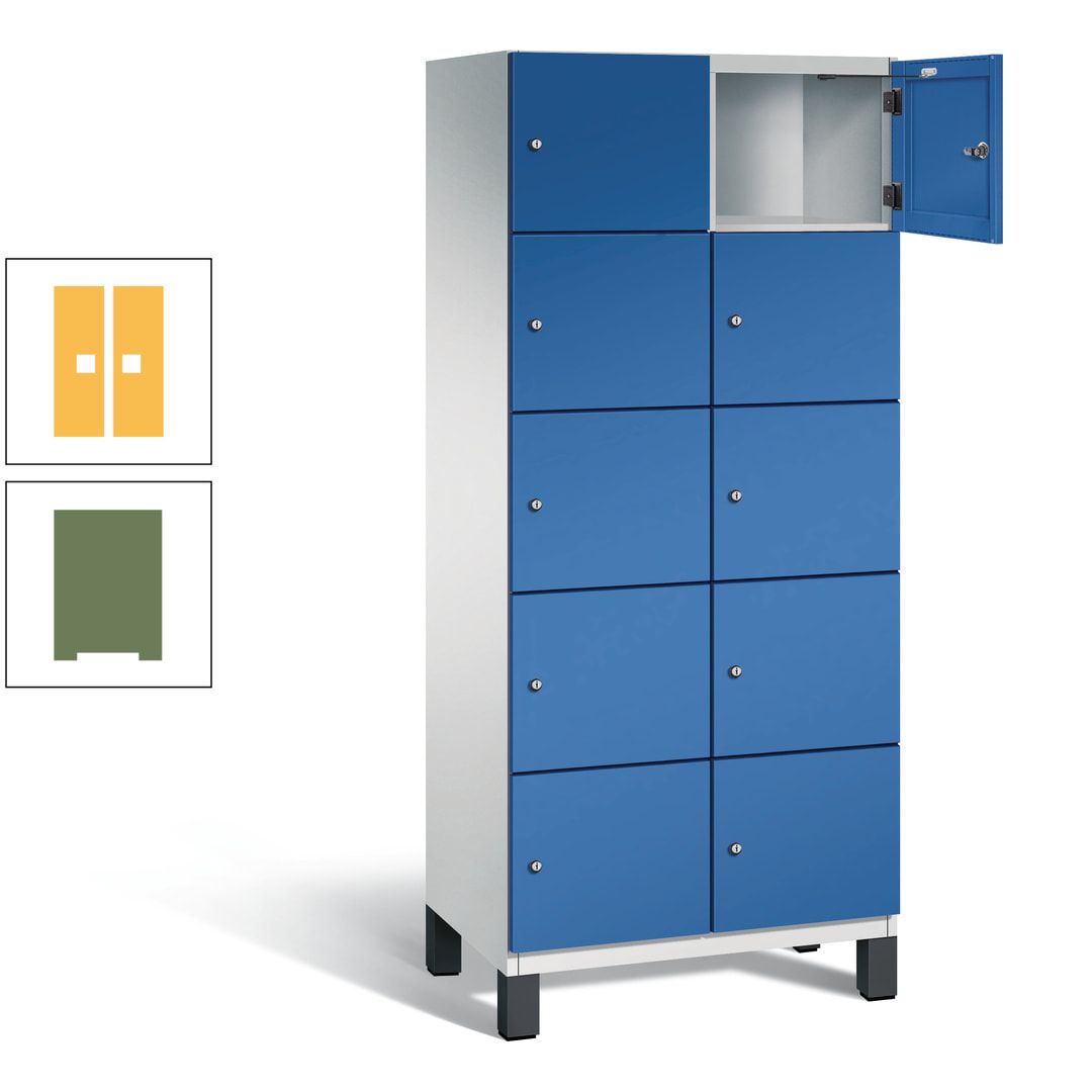 Fächerschrank, Stahlschrank, 10 Fächer, Türöffnungsbegrenzer, Füße, 1.980 x 800 x 525 mm (HxBxT), Korpus anthrazitgrau, Front anthrazitgrau