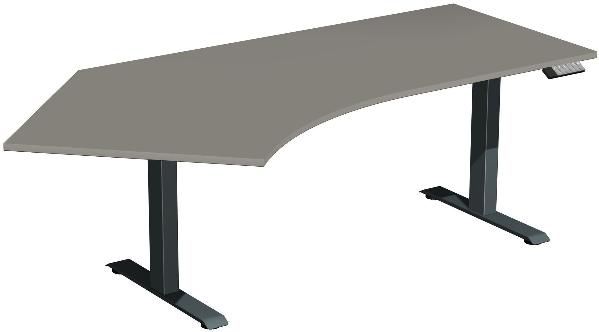 Winkelschreibtisch, Winkel links, Elevate Basic, elektronisch höhenverstellbar, 730 - 1.230 x 2.166 x 1.130 mm (HxBxT), Gestell anthrazit, Dekor Ahorn