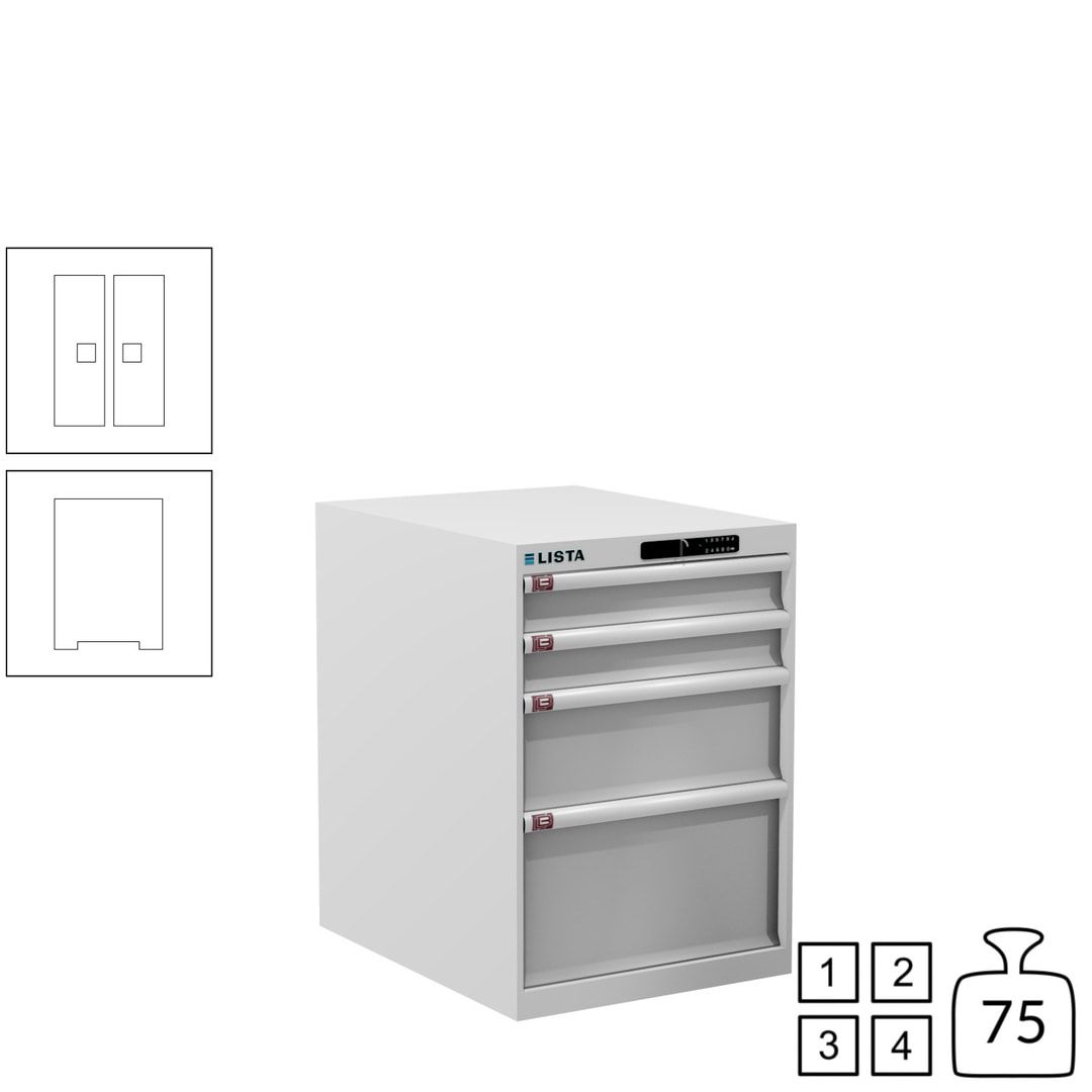 Lista Schubladenschrank - 14.371.010 - 800x564x725 mm (HxBxT) - 4 Schubladen - 75 kg - Key Lock - lichtblau (RAL 5012)