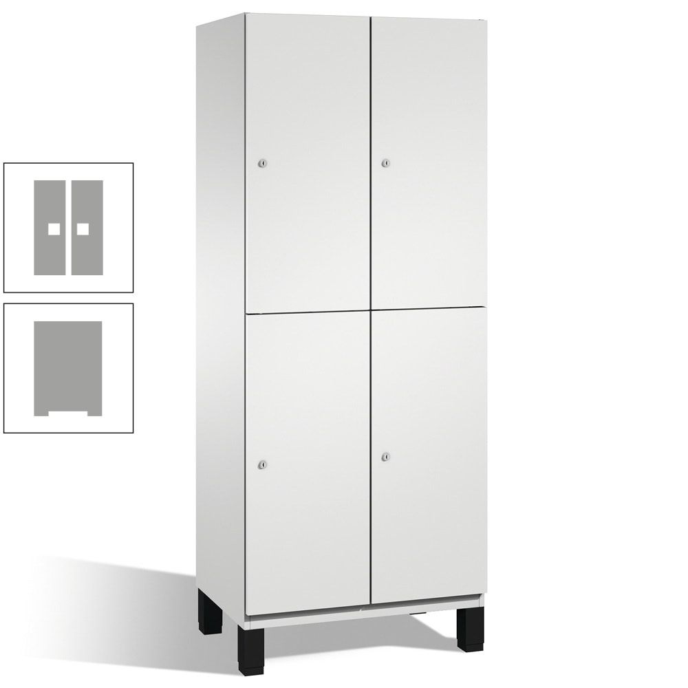 Fächerschrank, Stahlschrank, doppelstöckig, 4 Fächer, Füße, Korpus anthrazitgrau, Tür anthrazitgrau, 1.980 x 600 x 525 mm (HxBxT)