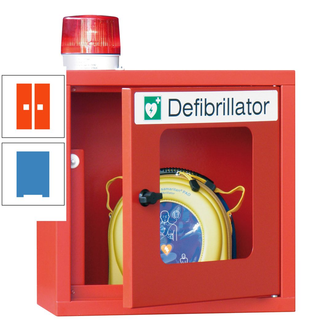 Defibrillatorenschrank mit akustischem und optischem Alarm - 490 x 400 x 200 mm (HxBxT) - Sichtfenster - anthrazitgrau