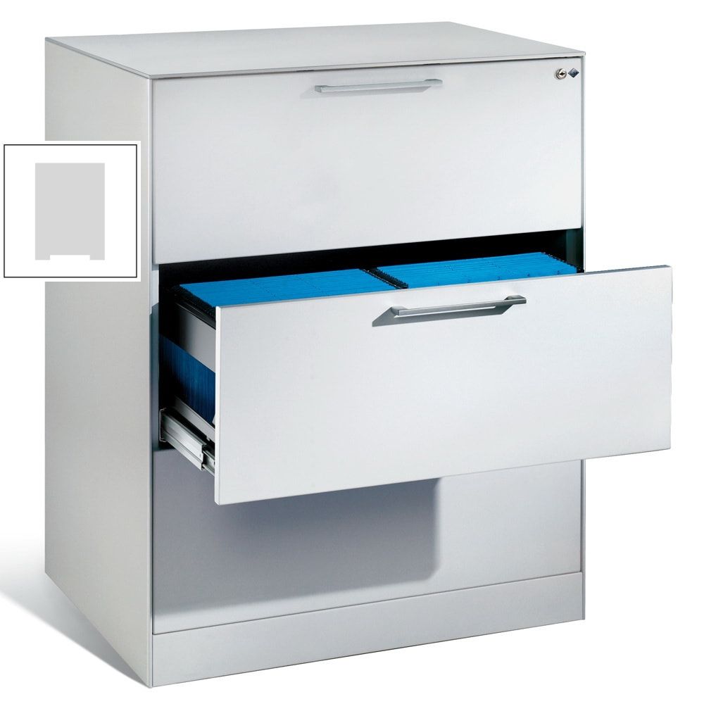 Hängeregistratur, Hängeregisterschrank, Aktenschrank, Büroschrank, DIN A4, 3 Auszüge, 2-bahnig, Farbe lichtgrau, 998 x 800 x 600 mm (HxBxT)