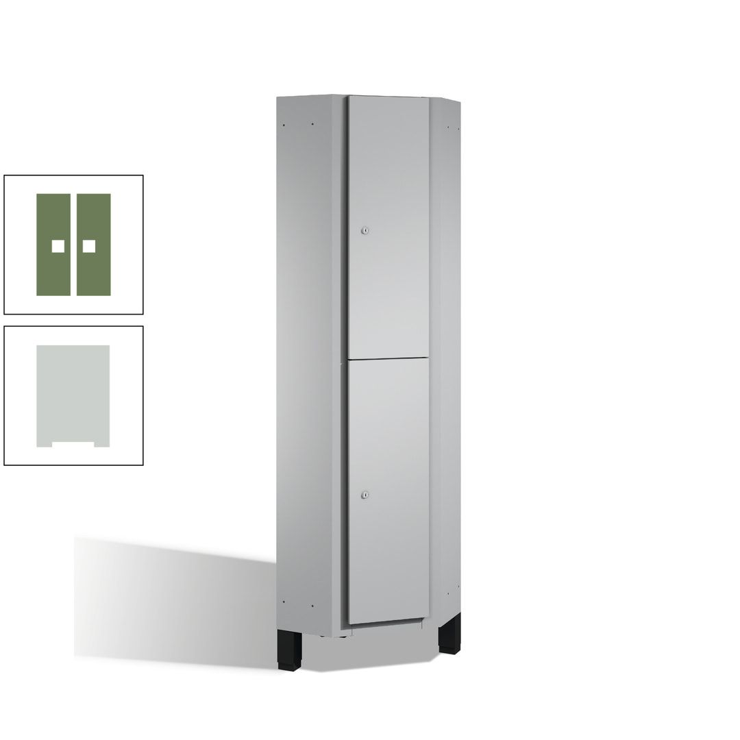 Eckschrank, Spind, auf Füßen, 2 Personen, 1.980 x 500 mm (HxT), Korpus anthrazitgrau, Tür anthrazitgrau