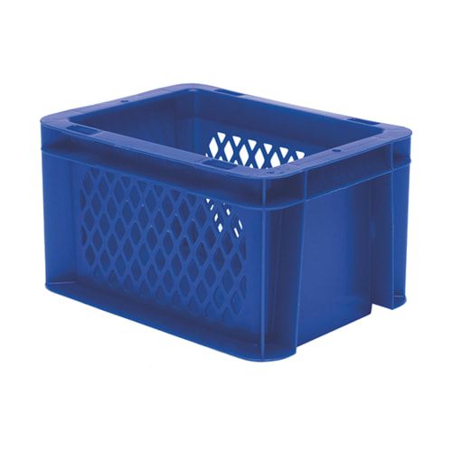 Eurobox - Eurokasten - Volumen 2 l - Boden geschlossen, Wände durchbrochen - 120 x 100 x 200 mm (HxBxT) - VE 16 Stk. - blau