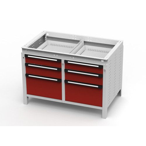 OTTOKIND Werkbank - bündige Arbeitsplatte - 850 x 1.150 x 750 mm (HxBxT) - 6 Schubladen - lichtgrau