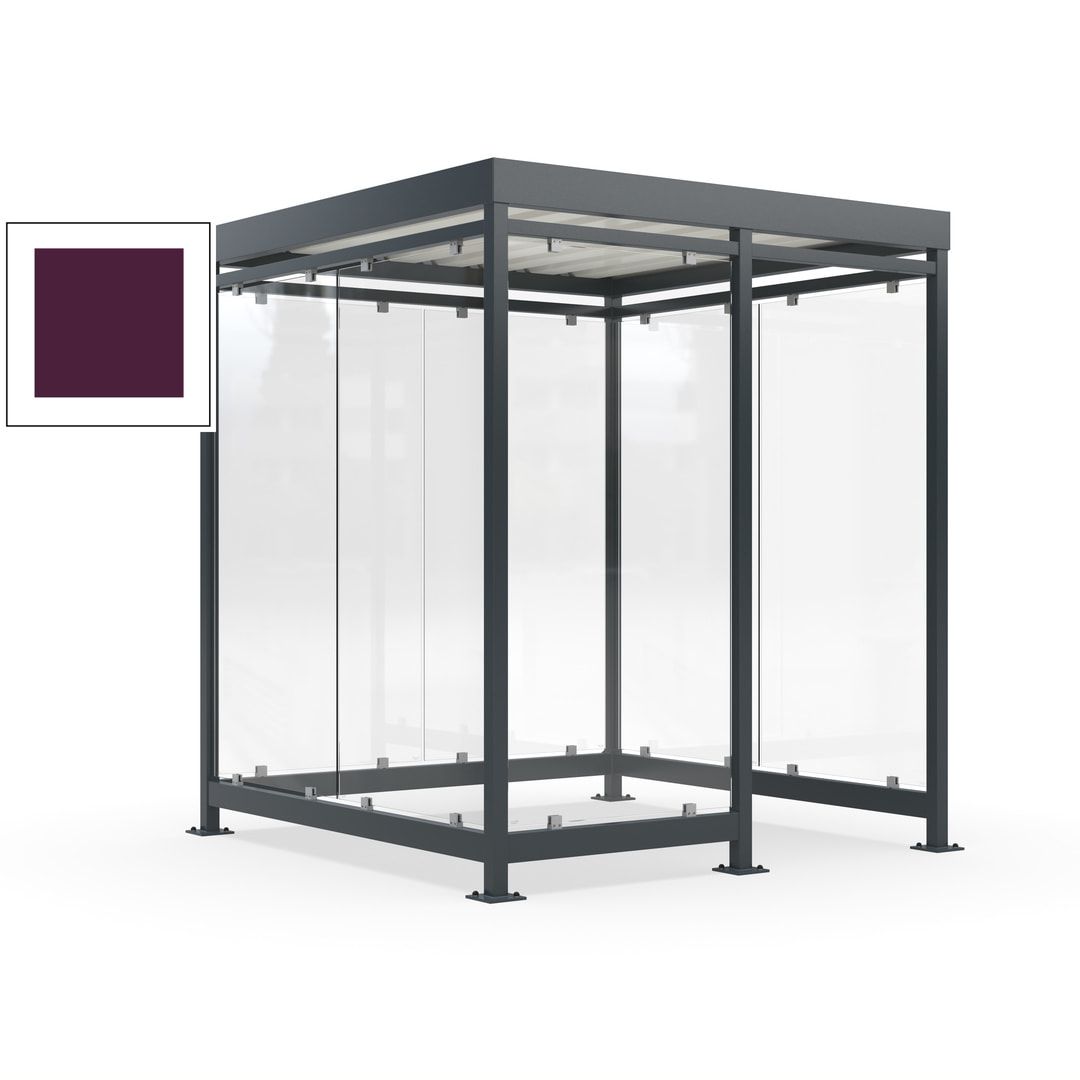 Raucherunterstand, Bushaltestelle, 7 Wände, 6-7 Personen, 2.510 x 2.165 x 2.165 mm (HxBxT), Farbe Achatgrau
