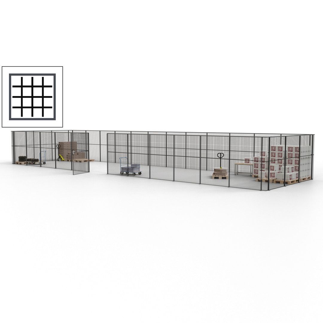Maschinen Schutzgitter - Hallentrennwand - Sicherheitszaun - Tür - 45 m - 2.200 x 18.400 x 4.900 mm (HxBxT) - enzianblau