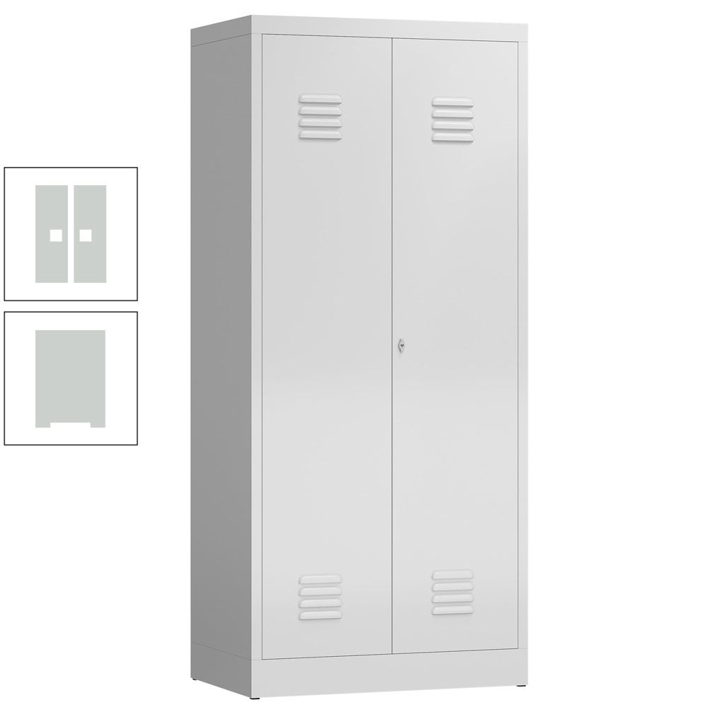 Mehrzweckschrank, Garderobenschrank, 2 Abteile, 6 Fächer, 1.800 x 800 x 500 mm (HxBxT), Drehriegel, Stahl, Korpus: lichtgrau, Front: anthrazitgrau