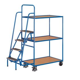 Kommissionierwagen mit Trittstufen - Traglast 250 kg - Ladefläche 990 x 595 mm (BxT) - Anzahl Böden wählbar