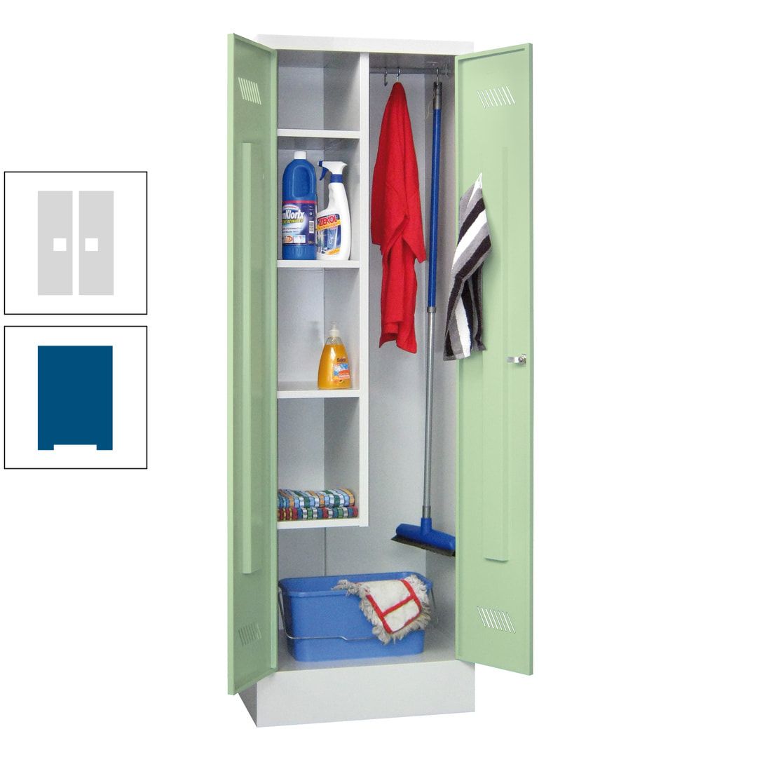 Putzschrank mit Sockel - 1 Abteil mit Trennwand - 1.850x600x500 mm (HxBxT) - Drehriegel - anthrazitgrau