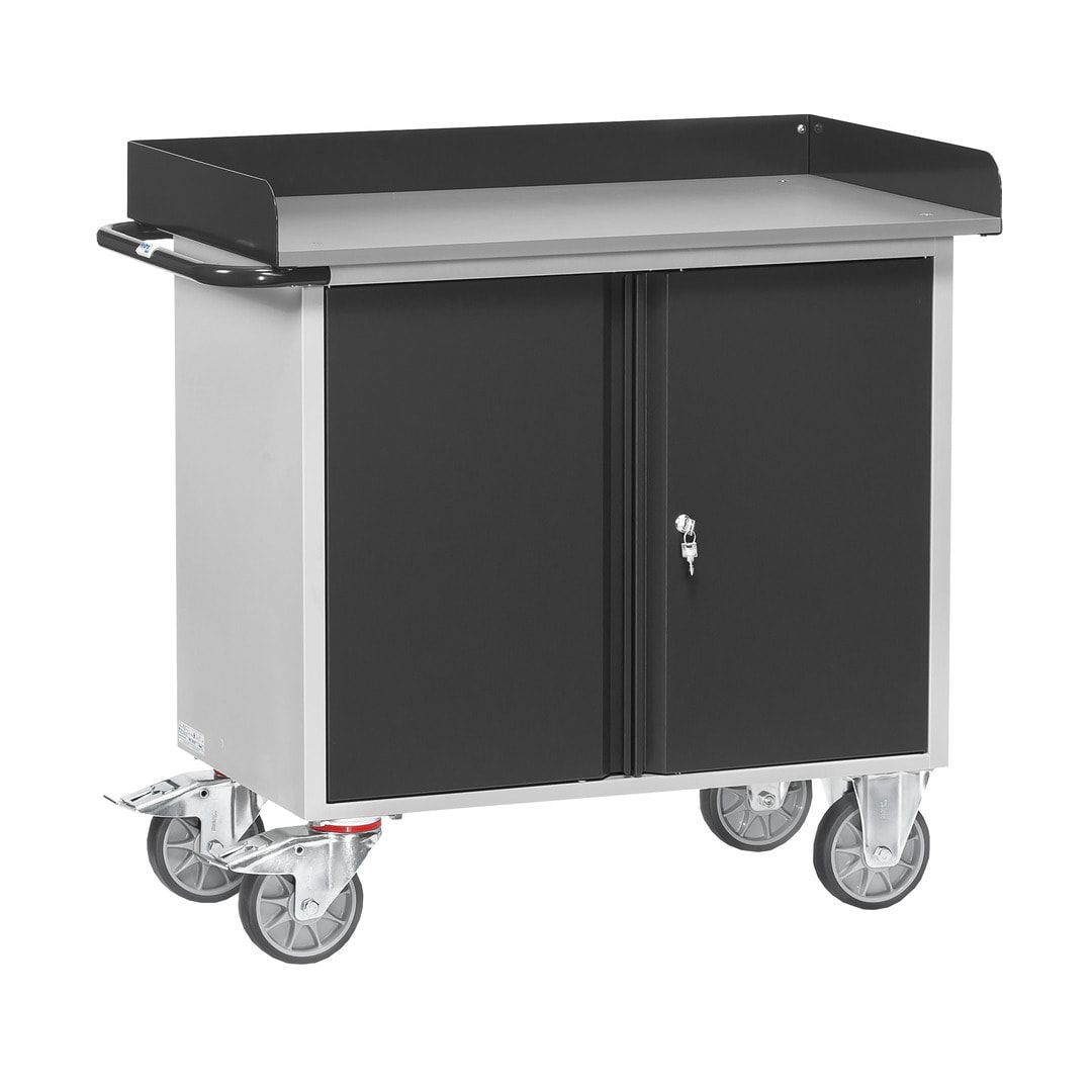 Fetra - Werkstattwagen - Tragkraft 400 kg - 995 x 590 x 1.080 mm (HxBxT) - 1 Schrank - Abrollrand
