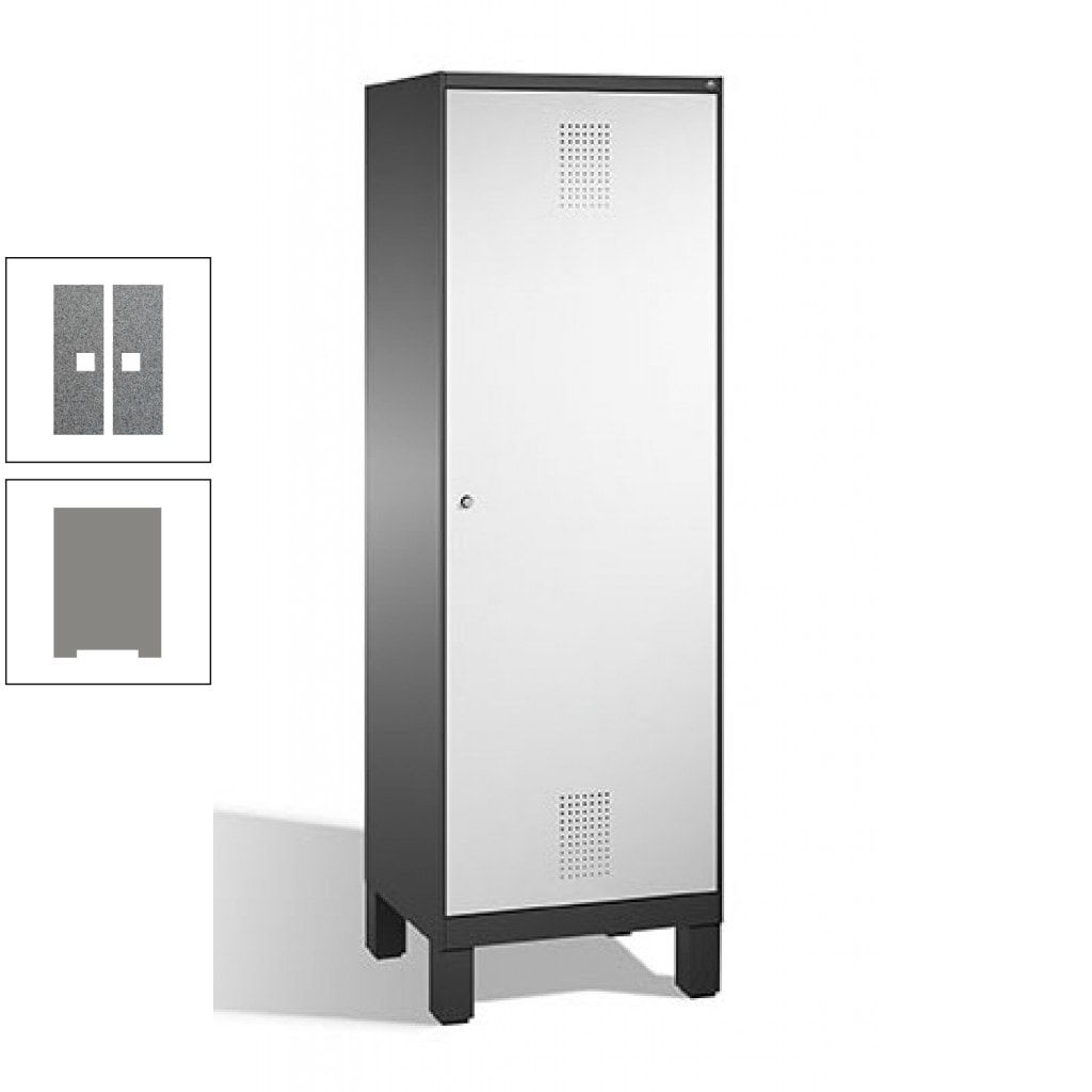 Doppel-Spind, Garderobenschrank, 1 Tür für 2 Abteile a 300 mm, Korpus anthrazitgrau, Türen anthrazitgrau, 1.850 x 600 x 500 mm (HxBxT)