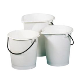 Industrieeimer - PE - 10 l - säurefest - weiß - Tragegriff - Ausguss - DxH 290x280 mm - 2 Stk.