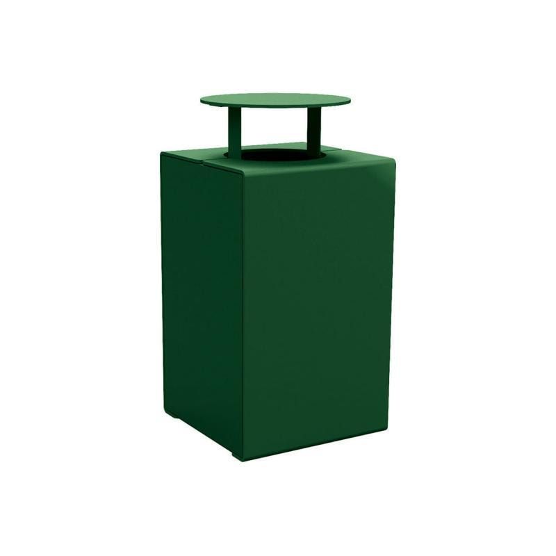 Abfalleimer aus Stahl - 120 l - 950 x 450 x 450 mm (HxBxT) - mit Deckel - Verankerungsstäbe - Farbe enzianblau