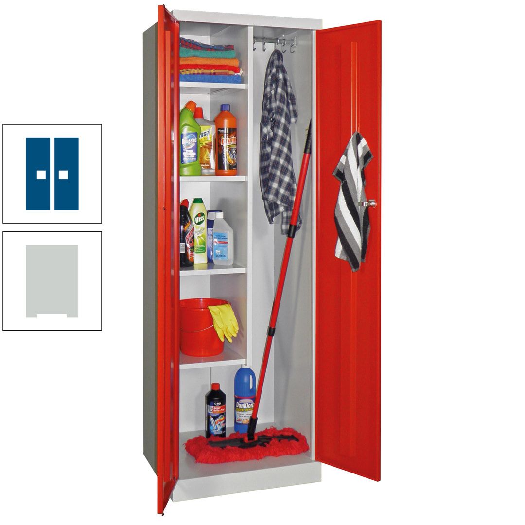 Putzschrank mit Sockel - 1 Abteil mit Trennwand - 1.800x600x500 mm (HxBxT) - Zylinderschloss - anthrazitgrau