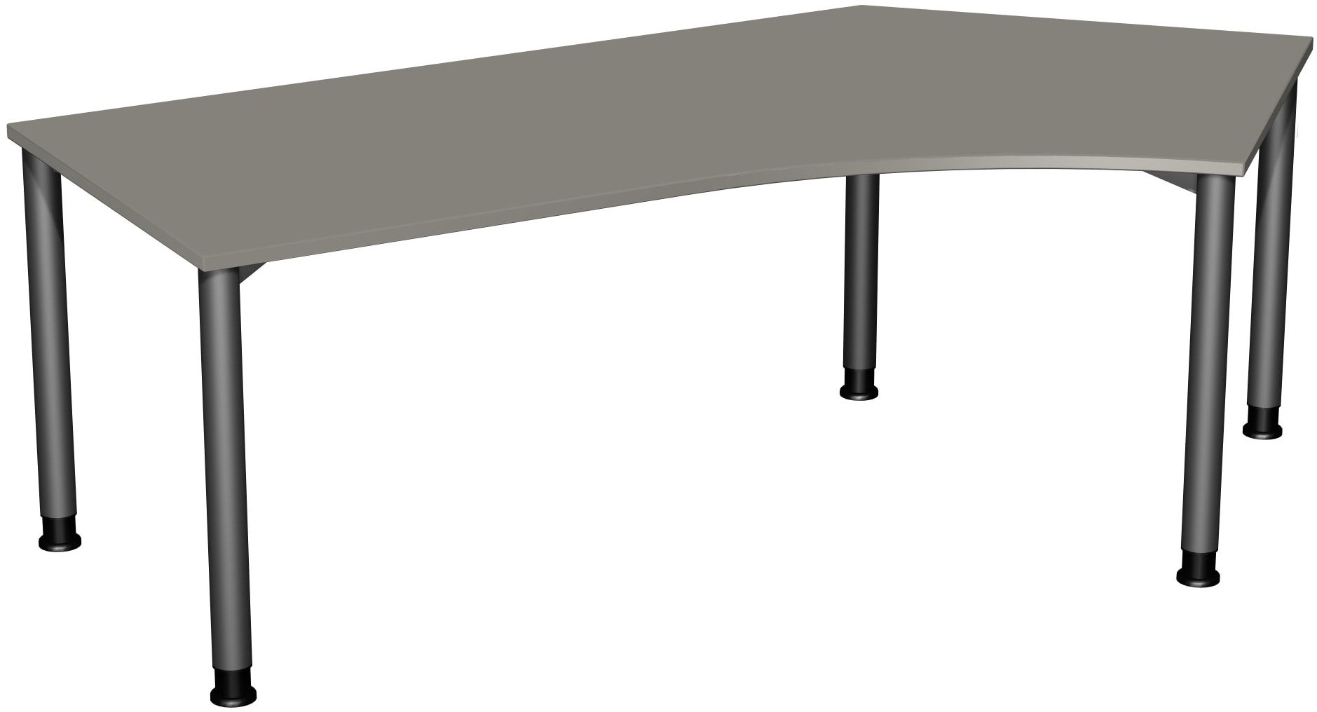 Schreibtisch, einseitig verkürzt, 4-Fuß Flex, Winkel links, höhenverstellbar, 680-800 x 2.166 x 1.130 mm (HxBxT), Gestell anthrazit, Dekor lichtgrau