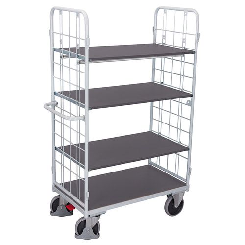 Etagenwagen - 2 Gitterwände - 4 Etagen - Ladefläche 500 x 850 mm (BxT) - Traglast 400 kg - anthrazitgrau