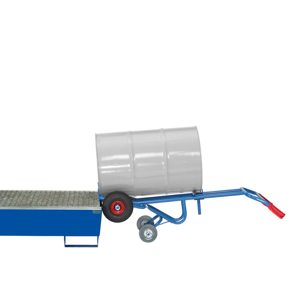 Fetra - Fasskarre für 200 l Fässer - 300 kg Traglast - 2 Stützräder - Luftbereifung