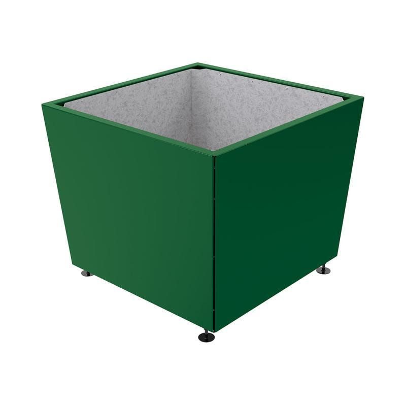 Pflanzkübel, 2 mm Stahlblech fvz, innen Blech feuerverzinkt mit Verladungsgriffen, verstellbare Füße, 760 x 785 x 785 mm (HxBxT), enzianblau