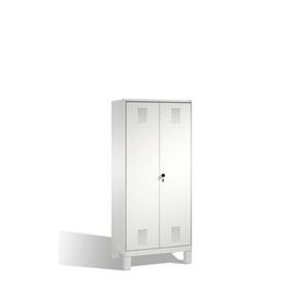 Doppel-Spind, Doppeltüren, Garderobenschrank mit Füßen, 2 Abteile a 400 mm, Korpus anthrazitgrau, Tür wählbar, 1.850 x 800 x 500 mm (HxBxT)