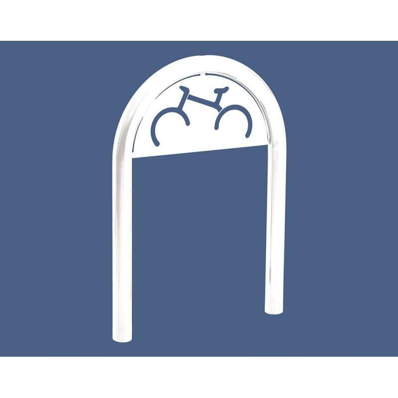 Fahrradbügel - Fahrradständer - mit Beschilderung - Einbetonierung - Stahl - Büroklammerform - 1.000 x 625 mm (HxB) - enzianblau
