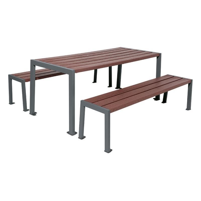 Sitzgarnitur aus Stahl und Kunststoff - verzinkt und beschichtet - 750 x 1.800 x 798 mm (HxBxT) - Farbe enzianblau