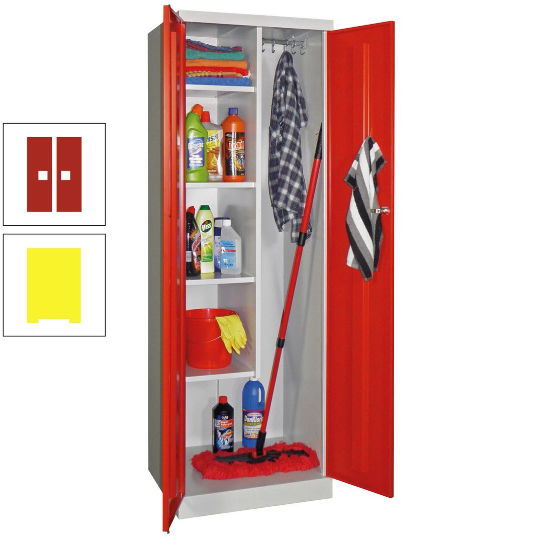 Putzschrank mit Sockel - 1 Abteil mit Trennwand - 1.800x600x500 mm (HxBxT) - Zylinderschloss - anthrazitgrau