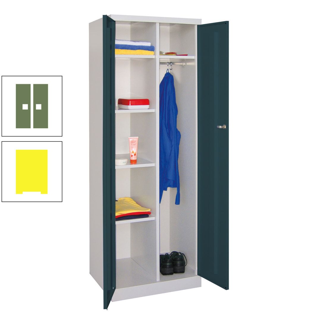 Kleiderschrank mit Sockel - Spind - 1 Abteil mit Trennwand - 1.800x600x500 mm (HxBxT) - Zylinderschloss - anthrazitgrau