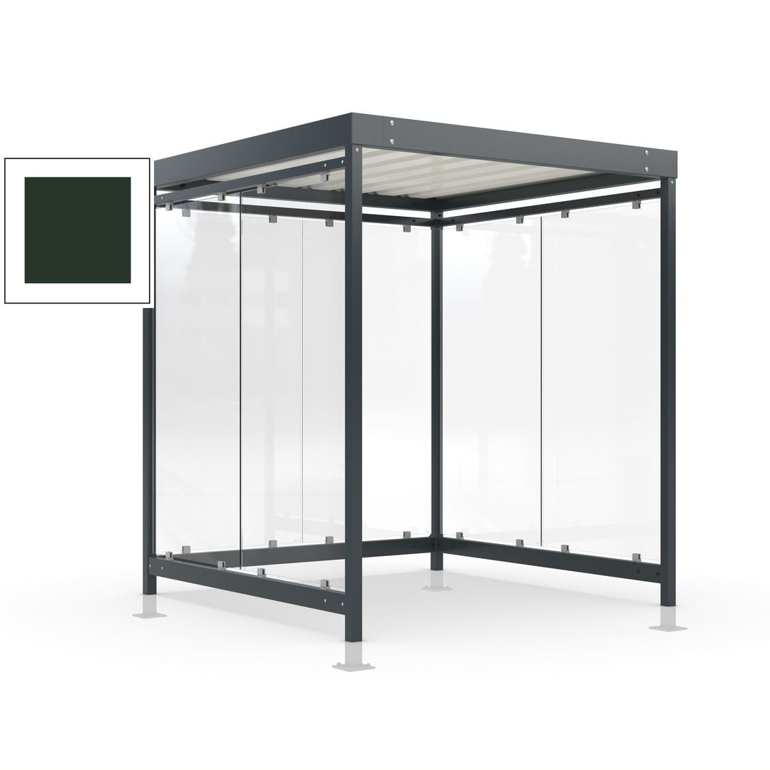 Raucherunterstand, Bushaltestelle, Bausatz, mit Überpflasterung, 6-7 Personen, 6 Wände, 2.440 x 2.165 x 2.165 mm (HxBxT), Achatgrau