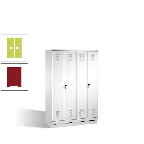 Doppel-Spind, Doppeltüren, Garderobenschrank mit Sockel, 4 Abteile a 300 mm, Korpus anthrazitgrau, Tür anthrazitgrau, 1.800 x 1.200 x 500 mm (HxBxT)