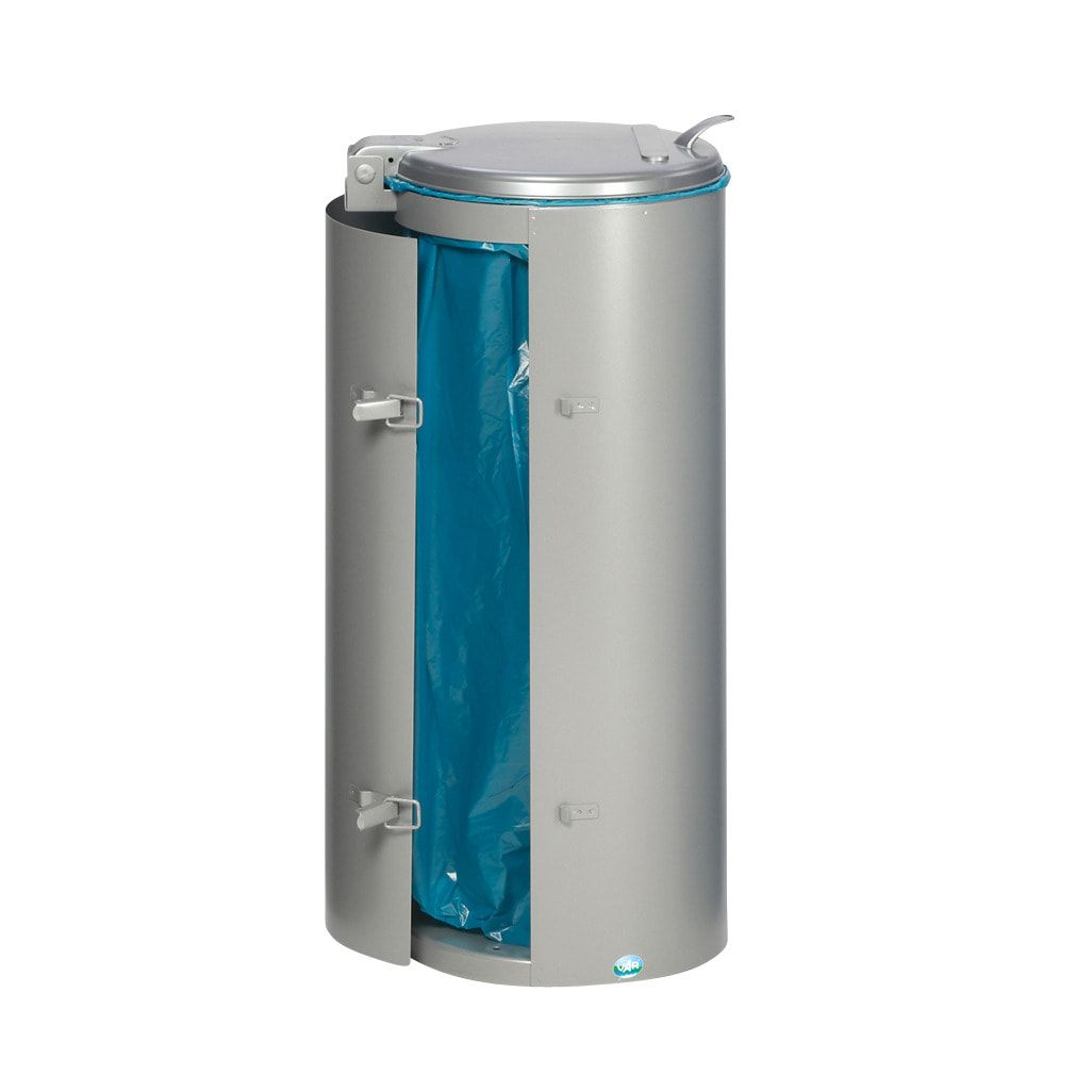 Abfallbehälter - verschließbare Tür (DxH) 450x900 mm - Inh. 120 l - Farbe enzianblau