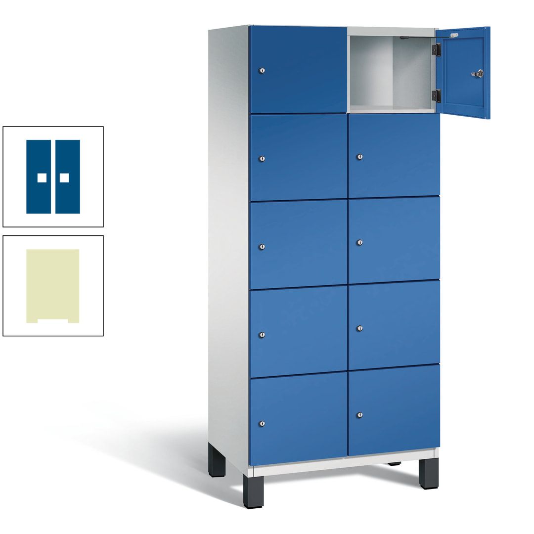 Fächerschrank, Stahlschrank, 10 Fächer, Türöffnungsbegrenzer, Füße, 1.980 x 800 x 525 mm (HxBxT), Korpus anthrazitgrau, Front anthrazitgrau