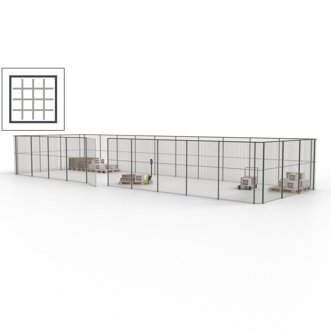 Maschinen Schutzgitter - Hallentrennwand - Sicherheitszaun - Tür - 39 m - 2.200 x 15.400 x 4.900 mm (HxBxT) - enzianblau